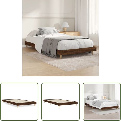 Lit chêne marron - Cadre de lit sans matelas chêne marron 100x200 cm (1/5)