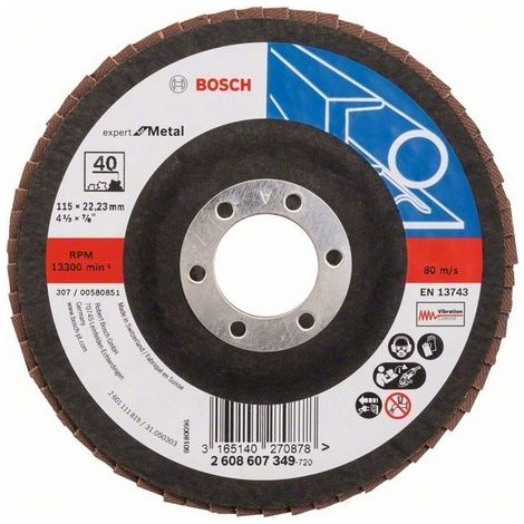 Bosch Fächerschleifscheibe Expert for Metal 115 22,23 40 diritta con supporto in fibra di vetro - 2608607349