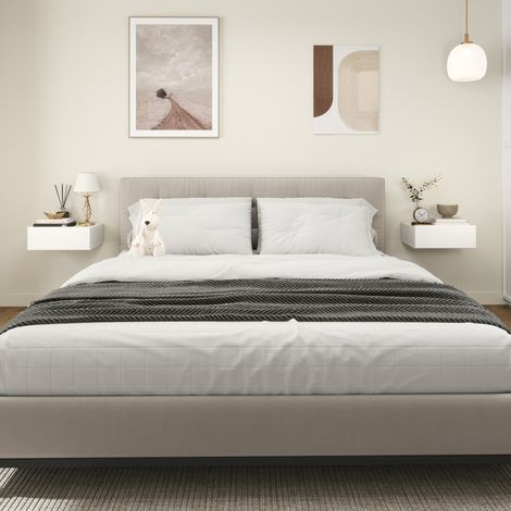 2er-Set schwebende Nachttische mit je einer Schublade, Wandmontage, modernes Design fürs Schlafzimmer, 40 x 30 x 15 cm, Weiß