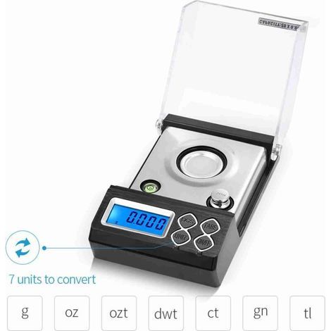 High precision professional digital scale (50 g/0.001 g), mini electronic scale for powder, gold jewelry, carat weight, with calibration clamp and weighing platform. (1/5)