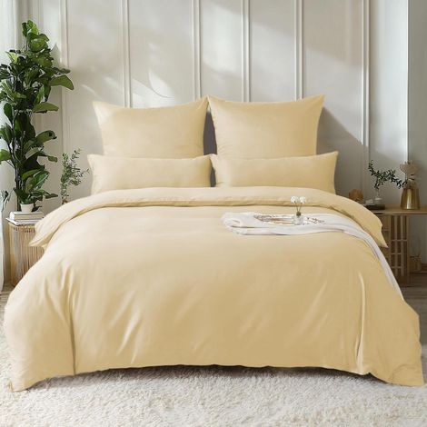 Bettwäsche-Set Satin Baumwolle 155x220 Dunkelbeige Kühlend Oeko-Tex 2tlg.