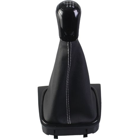 Dust cover for Volkswagen Sagitar Black Warrior Golf 5 gearshift lever, manual gearshift lever, integrated gearshift assembly, all black and white stitching, 6-speed set, one pack.--BIEMMEDUE (1/4)