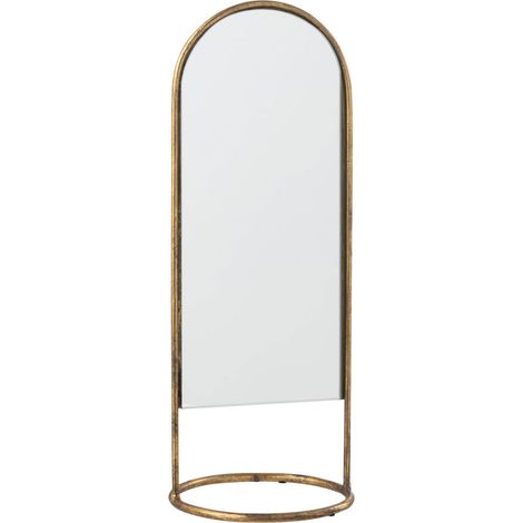 Miroir sur pied à poser 16,5x16,5x45 cm en métal doré