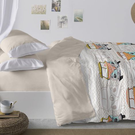 Housse de Couette imprimée pour lit de 105 cm (+ Dimensions Disponibles) Motif 107 Couleur Pierre (105 x 190/200 cm) (1/5)