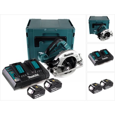 Sega circolare a batteria Makita DHS 782 PM2J 36V (2x18V) 190 mm brushless in Makpac + 2x batteria 4,0 Ah + doppio caricabatterie