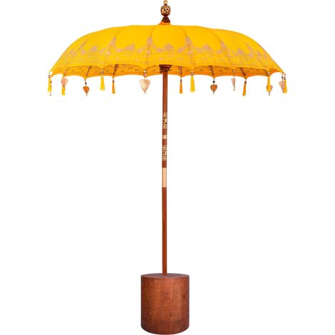vidaXL Ombrello balinese con base Giallo e marrone 190 x 190 x 295 cm (1/5)
