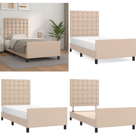 Bettgestell mit Kopfteil Cappuccino-Braun 100x200 cm Kunstleder - Bettesrahmen - Doppelbett - Holzbetten - Lattenrost - Schlafzimmermöbel - Home & Living (1/5)