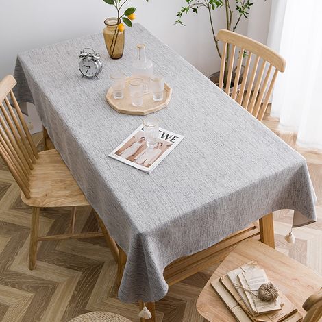 Nappe rectangulaire aspect lin, imperméable, 132 x 180 cm, grise, TD3042gr (1/4)