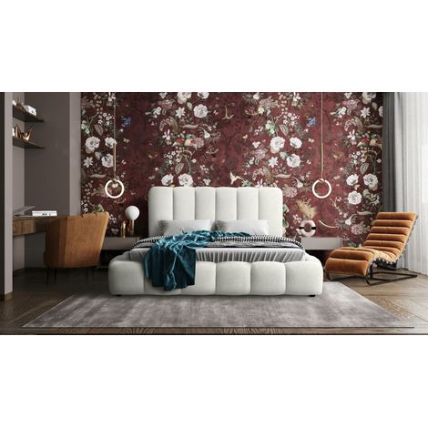 Polsterbett Doppelbett HEDA 140x200cm Komplettset in Stoff Perfect Harmony Altweiß (1/5)