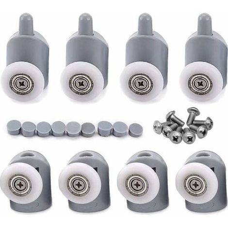 8x Galet ajustables Dual Rouleau Roulette Roue Porte Douche Salle de Bain 25mm (1/5)
