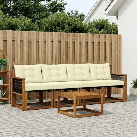 vidaXL Outdoor-Sofagarnitur mit Kissen 5 pcs Natur und Creme (1/5)