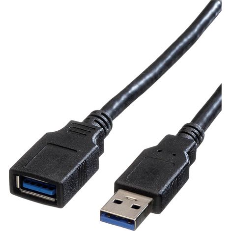 Roline USB-Kabel USB 3.2 Gen1 USB-A Stecker, USB-A Buchse 0.80 m Schwarz Geschirmt 11.02.8977