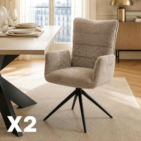 Fauteuil de table pivotant taupe en tissu texturé (x2) RIVANO (1/5)
