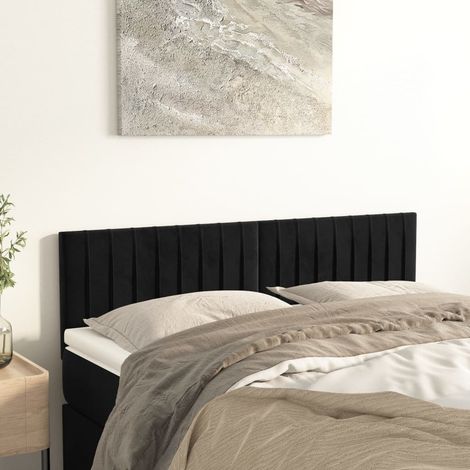 Cabeceros terciopelo negro 144x5x78/88 cm