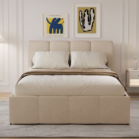 Baule letto Cloud 140x190cm velluto beige BALTIMORE