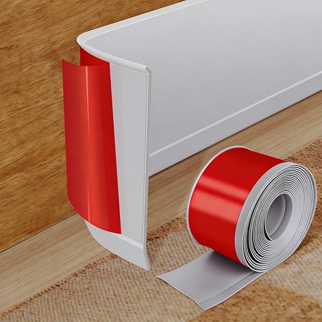 Plinthe Souple Autoadhésive en PVC, Gris Plinthe Adhesive 2M x 10CM, Bande Décorative Flexible pour Cuisines, Salles de Bains et Salons (1/5)