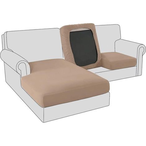 Stretch Sofa Cover, 2+1 Seater L-Shaped Corner Sofa Faux Leather Protective Sofa Cover - Brown (1/4)