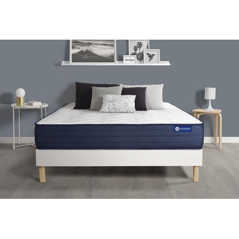 Ensemble matelas ACTIFLEX LIFE 90x200 Ressorts ensachés et Mémoire de forme 5zones de confort + sommier KIT blanc (1/5)