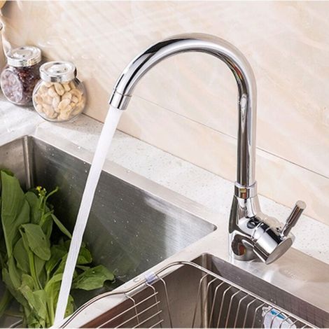 360° Rotatable Hot and Cold Water Faucet for Home Kitchens, Stainless Steel, Sinks and Dishwashers, Splash-Proof Faucet - Electroplated Pointed Tee (without hose)