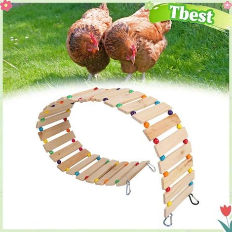 Tbest Balançoire de poulet Balançoire Poulet Échelle en Bois de Poulet Mangeoire Suspendue animalerie kit Grand 8 cm / 3,2 pouces (1/5)