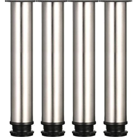 4 pieds réglables - hauteur 250 mm, pieds de meuble épais, hauteur réglable 0-15 mm, pieds de table, pieds de meuble, acier inoxydable brossé - vis en acier inoxydable incluses (1/4)