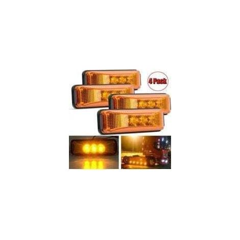 Convient pour un ensemble de 4 feux de stationnement avant, diamètre de 3,9 pouces, 3 feux LED ambrés, étanche, montage en surface, convient aux camions, remorques et camping-cars, 12 V. (1/2)