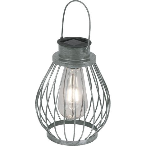 Lampe Solaire Décorative LED Extérieur en Métal et Verre Argentée Hauteur 21,5 cm - PANGIVO (1/5)
