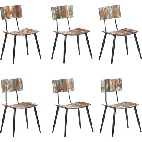 vidaXL Chaises à manger lot de 6 bois de récupération solide (1/5)