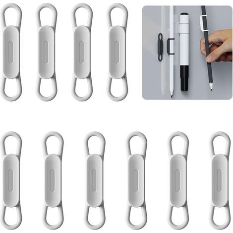 Paquet de 10 clips porte-stylo magnétiques en silicone Idéal pour les stylos à encre gel ou les marqueurs effaçables à sec,compatibles avec le bureau,le réfrigérateur,le tableau blanc (Gris) (1/5)