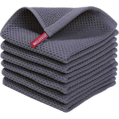 Geschirrtuch 100 Baumwolle 33 x 33 cm Weiches Geschirrtuch Küchenhandtuch Besonders saugfähiges Küchenhandtuch Dickes und fusselfreies Spültuch grau (1/5)