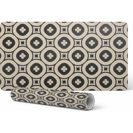 Alfombrilla decorativa de escritorio con estampado geom茅trico retro, 100x50 cm.
