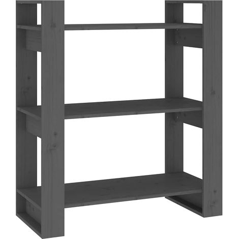 Libreria/Divisorio Grigio 80x35x91 cm in Legno Massello di Pino vidaXL (1/5)