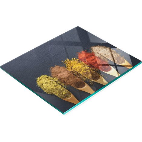 Planche à découper décorative en verre avec motifs d'épices 60 x 52 cm (1/5)