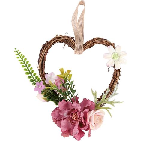 Couronne de fleurs artificielles pour porte d'entrée, ornée de feuilles vertes et de roses lotus, idéale pour la décoration murale ou de mariage.-AquaForge (1/5)