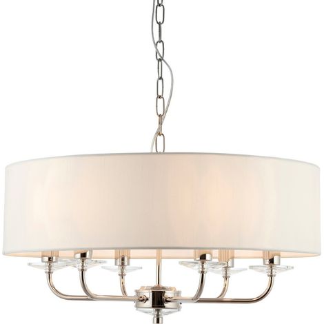 Endon Nixon - Lampada da soffitto a 6 luci multibraccio in nichel, effetto seta bianca, E14 (1/5)