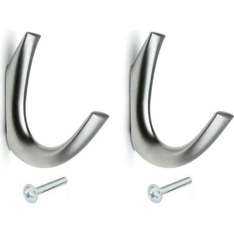 2x Crochet simple en métal finition chrome mat hauteur 65mm avec vis Meuble Cuisine Salle de Bain Porte Serviette Manteau Chemise Torchon Décoration Maison Patère Murale (1/2)