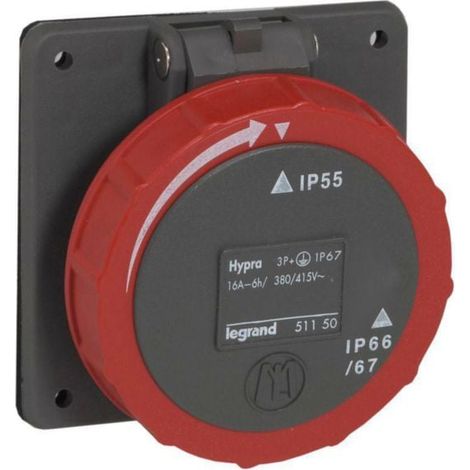 Prise à entraxes unifiés Hypra IP66/67-55 - 380V à 415V - 3P+T+N - plastique - LEGRAND