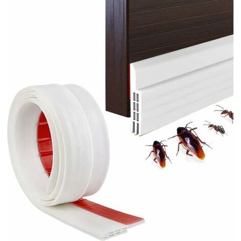 Bande d'étanchéité adhésive pour bas de porte, 100 x 5 cm en silicone souple, isolation thermique et acoustique, coupe-froid, anti-bruit, anti-poussière, anti-air froid, anti-souris, insectes (blanc) (1/5)