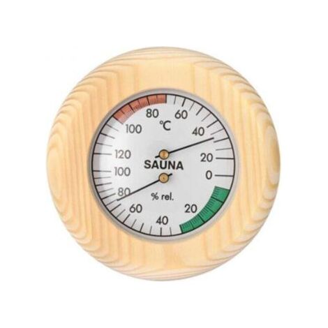 Sauna Klimamesser,Hygromètre pour Sauna,Thermomètre pour Sauna,réglable manuellement,2en1 Mesureur de température et d'humidité pour Sauna,Bois Noble,Diamètre 13,5 cm