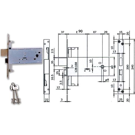 Serrure Fascia D/M Tr E90 Fr Inox 983 ISEO