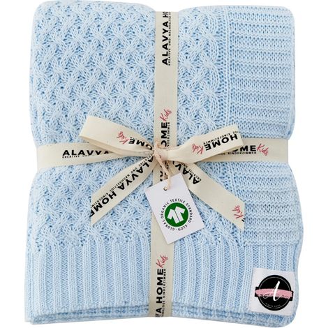 Alavya Home Babydecke 75x100 cm GOTS Bio-Baumwolle - Blau (1/4)