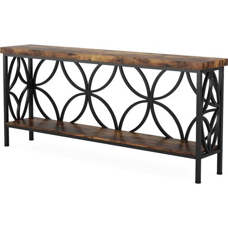 Consola industrial de metal y madera 160 x 29,5 x 80 cm HOMVRA (1/5)