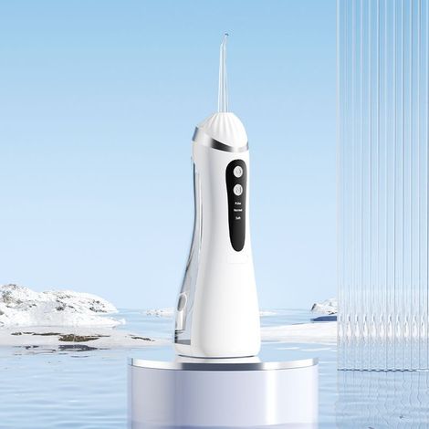 Nettoyeur buccal 4 en 1, conception étanche IPX7, longue durée de vie de la batterie, portable, irrigation par impulsions haute pression (blanc) (1/5)