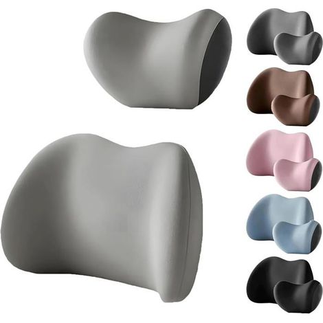 Appuie-tête et coussin lombaire ergonomiques pour siège de voiture pour soulager les douleurs au cou et au dos (gris) (1/5)