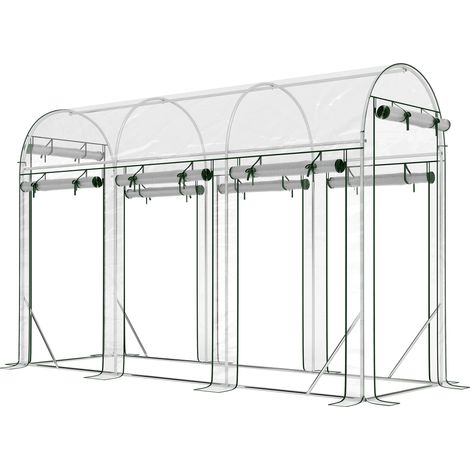 Serre de jardin tunnel 3 m², armature en acier galvanisé, 8 portes enroulables, 295x100x197 cm, transparente (1/5)