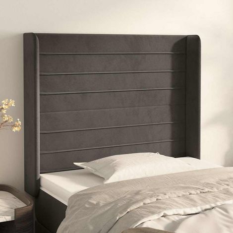 vidaXL Cabecero con orejas de terciopelo gris oscuro 93x16x118/128 cm (1/5)