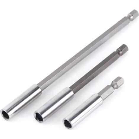 3pcs 1/4" Tige Porte Embouts Magnétique Extension de Vissage Rallonge Perceuse Électrique Tournevis Extension pour Foret Electrique (1/4)