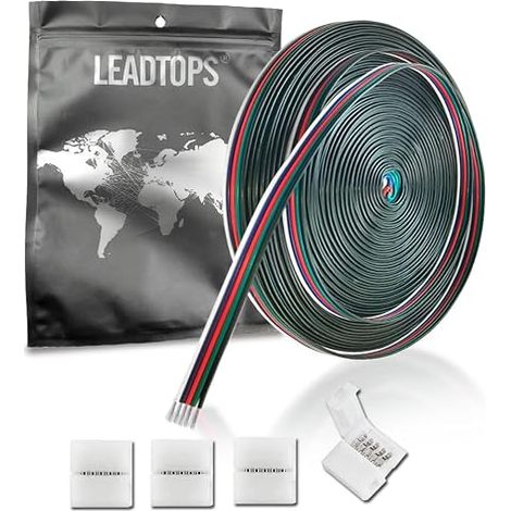 10m RGBW 5pin Extension Fil Electrique 2 22 Câble de Casse 5 Ligne de Cordon de Noyau avec Connecteurs pour La bande LED RGBW, Lumières en Ruban, Lampe (1/5)