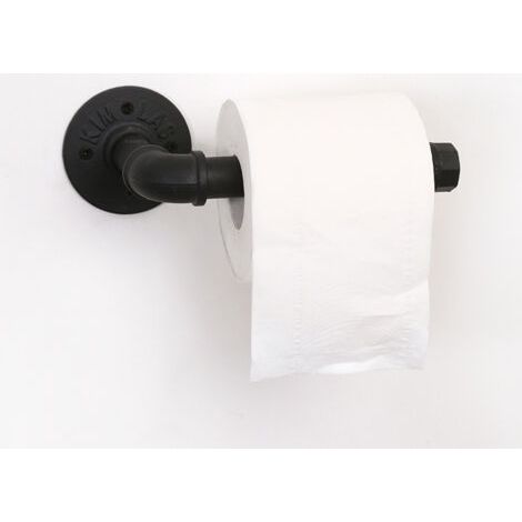Schwarz Matt Toilettenpapierhalter Industrieller Vintage Stil Metall Eisen Rohr Wandmontage Handtuchhalter Rollenhalter für Badezimmer Küche Schlafzimmer, rostfrei (1/4)