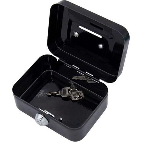 Coffre-fort miniature verrouillable en métal noir robuste adapté aux enfants et adultes petite boîte de sécurité (1/5)